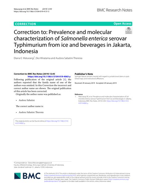 Prevalence and molecular characterization of Salmonella enterica .